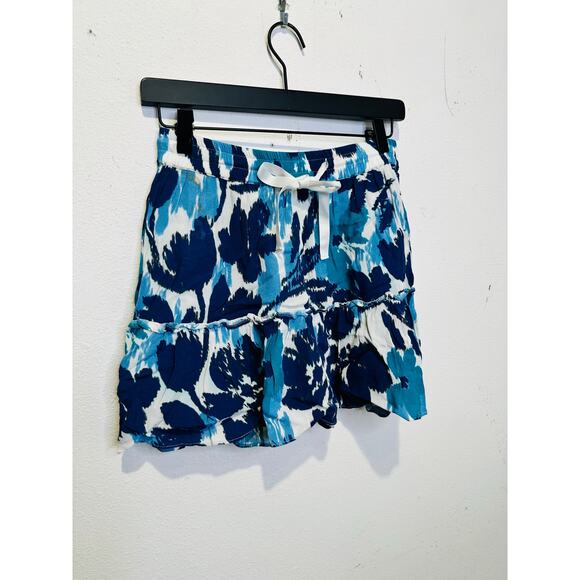 PETER SOM Women's Blue Floral Pull On Style Tie Waist Mini Skort Size 0 - Picture 9 of 15